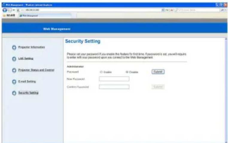 EIKI EIP-WSS3100 - Security Setting Page - 1