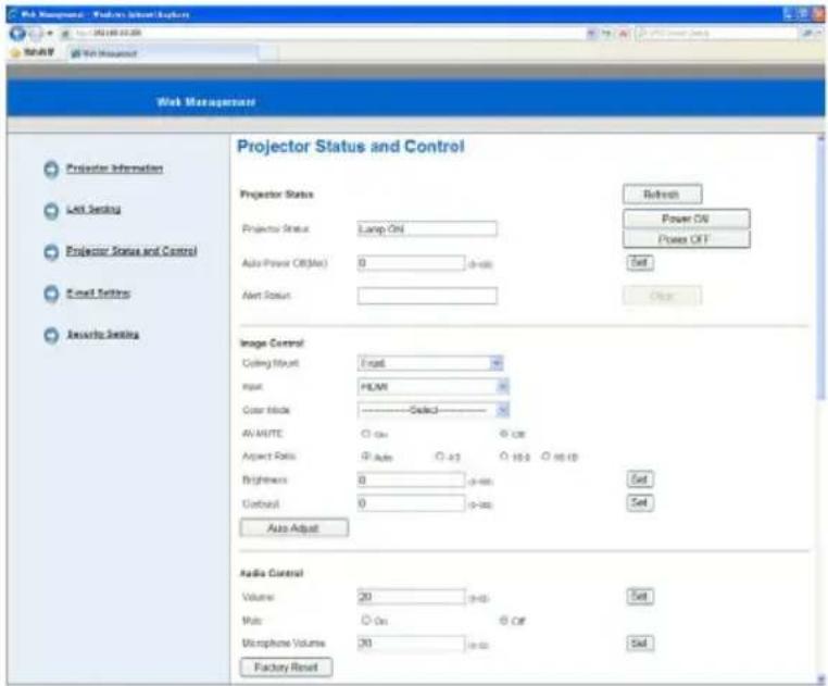 EIKI EIP-WSS3100 - Projector Status and Control Page - 1