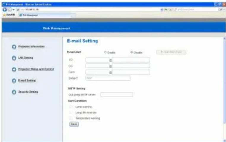 EIKI EIP-WSS3100 - E-mail Setting Page - 1