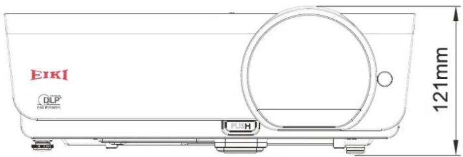 EIKI EIP-W4600 - Projector Dimensions - 2