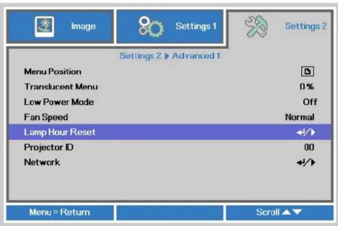 EIKI EIP-U4700 - Resetting the Lamp - 2