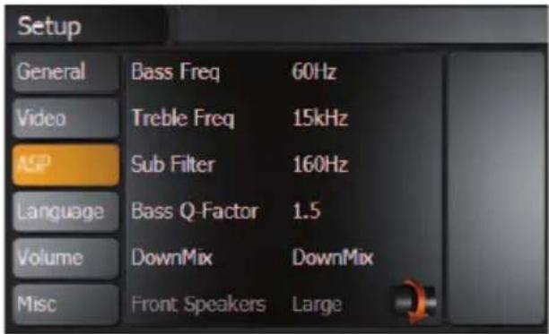 ZENEC ZE-NC4110 (Hyundai Santa Fe) - ASP (AUDIO SIGNAL PROCESSING) SETUP MENU - 1