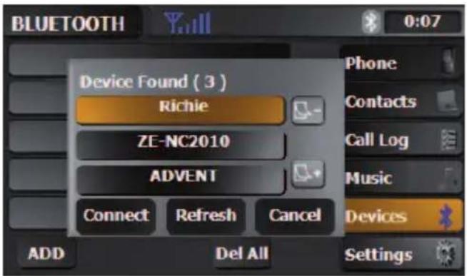 ZENEC ZE-NC4110 (Hyundai Santa Fe) - Searching for nearby phones - 1