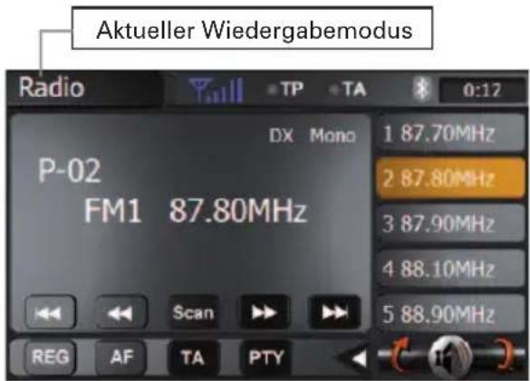 ZENEC ZE-NC4110 (Hyundai Santa Fe) - WÄHLEN EINES WIEDERGABEMODUS - 1