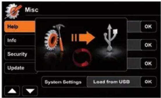 Misc Help Info Security Update System Settings Load from USB OK OK OK OK