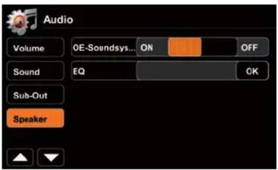Audio Volume OE-Soundsys... ON OFF Sound EQ OK Sub-Out Speaker