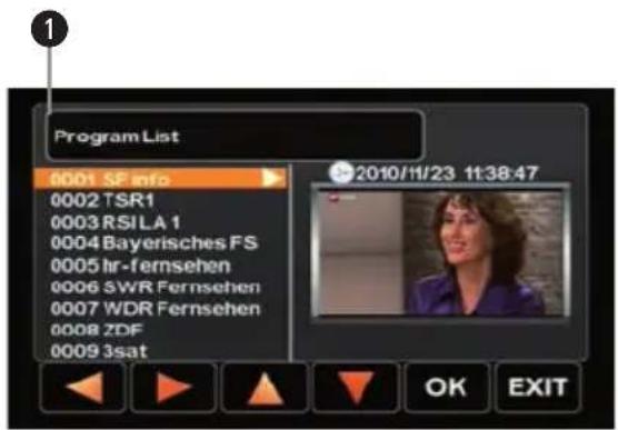 Program List 0001 SP info 0002 TSR1 0003 RSILA 1 0004 Bayerisches FS 0005 hr-fernsehen 0006 SWR Fernsehen 0007 WDR Fernsehen 0008 ZDF 0009 3sat 2010/11/23 11:38:47 OK EXIT