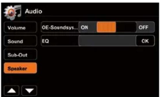 Audio Volume OE-Soundsys... ON OFF Sound EQ OK Sub-Out Speaker