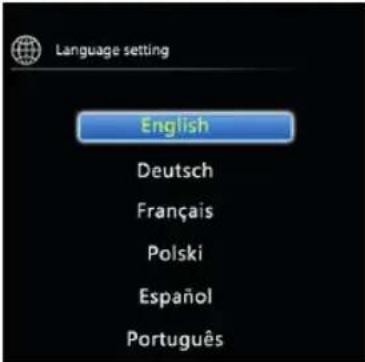 Language setting English Deutsch Français Polski Español Português