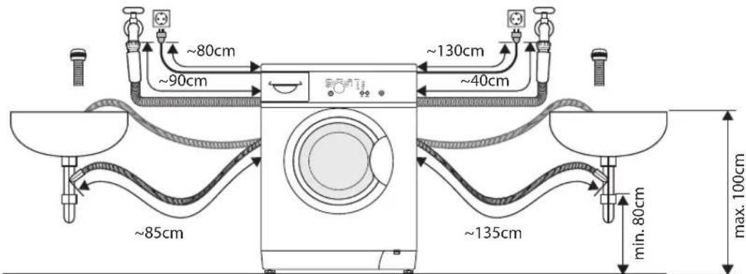 Currys Essentials C510WM12 - Hose and Cable Lengths - 1