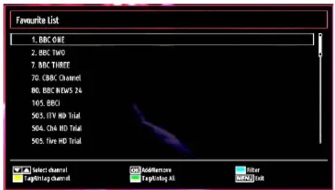 Favourite List 1. BBC ONE 2. BBC TWO 7. BBC THREE 70. CBC Channel 80. BBC NEWS 24 105. BBCI 503. ITV HD Trial 504. Ch4 HD Trial 505. five HD Trial Select channel TagPrintag channel AddTensore TagPrintag All Filter APNU Exit