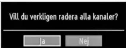 Vill du verkligen radera alla kanaler? Ja Nej