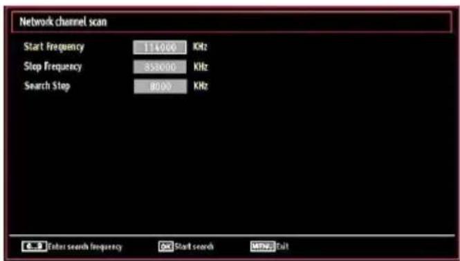 Network channel scan Start Frequency 114000 KHz Stop Frequency 353000 KHz Search Stop 8000 KHz Enter search frequency Start search MPWRalt