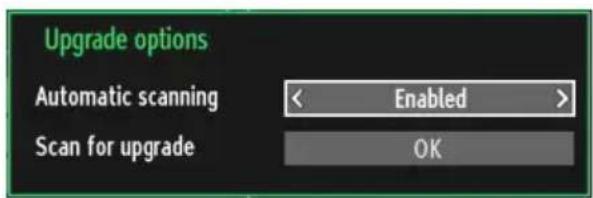 Upgrade options Automatic scanning < Enabled > Scan for upgrade OK