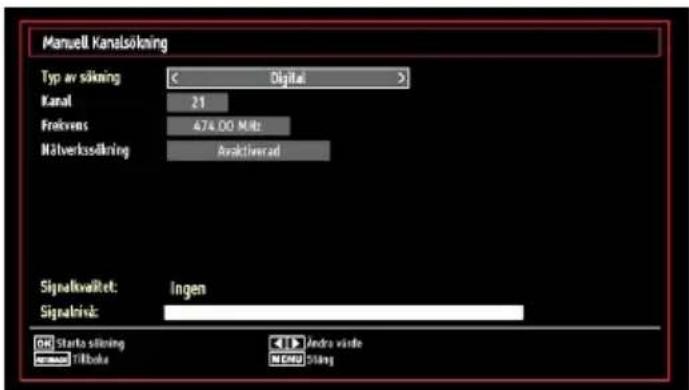 Manwell Kanalsökning Typ av säkning Kanal Frakvens Mälverkssökning Digital 21 474.00 Mbit Araktiverad Signalkvalret: Ingen Signalkrivs: Starta säkning Tilboku Andro värdle CAD Såning