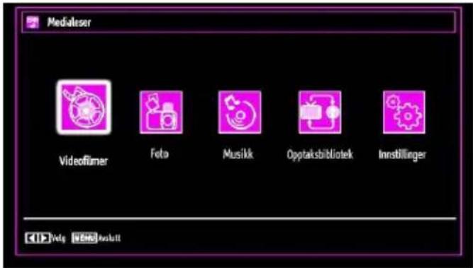 Medialeser Videoflumer Foto Musikk Optaksbibliotek Innstillinger