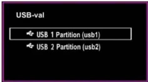 USB-val USB 1 Partition (usb1) USB 2 Partition (usb2)