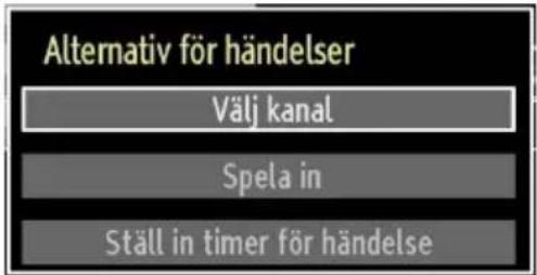 Alternativ för händelser Välj kanal Spela in Ställ in timer för händelse