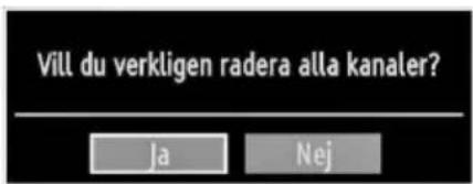 Vill du verkligen radera alla kanaler? Ja Nej