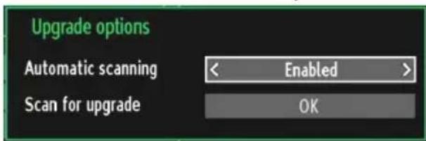 Upgrade options Automatic scanning Scan for upgrade Enabled OK
