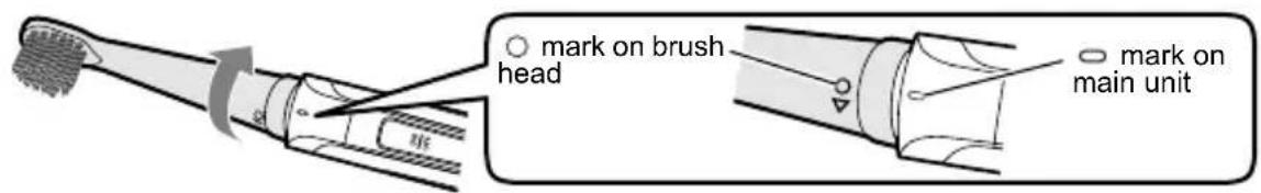 mark on brush head mark on main unit