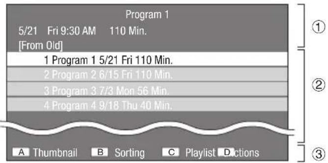 Program 1 5/21 Fri 9:30 AM 110 Min. [From Old] 1 Program 1 5/21 Fri 110 Min. 2 Program 2 6/15 Fri 110 Min. 3 Program 3 7/3 Mon 56 Min. 4 Program 4 9/18 Thu 40 Min. A Thumbnail B Sorting C Playlist Dictions ① ② ③
