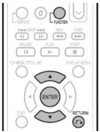 REPEAT 0 FUNCTION SKIP REV FWD 1 1> PAUSE PLAY STOP TOP MENU/TITLE LIST POP-UP MENU ENTER EXIT RETURN