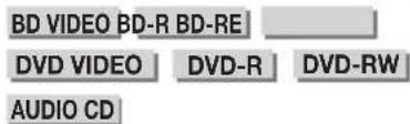 BD VIDEO BD-R BD-RE DVD VIDEO DVD-R DVD-RW AUDIO CD