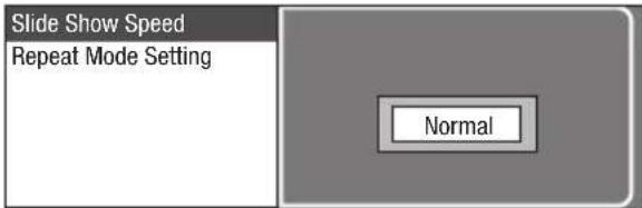 Slide Show Speed Repeat Mode Setting Normal