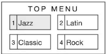 TOP MENU 1 Jazz 2 Latin 3 Classic 4 Rock
