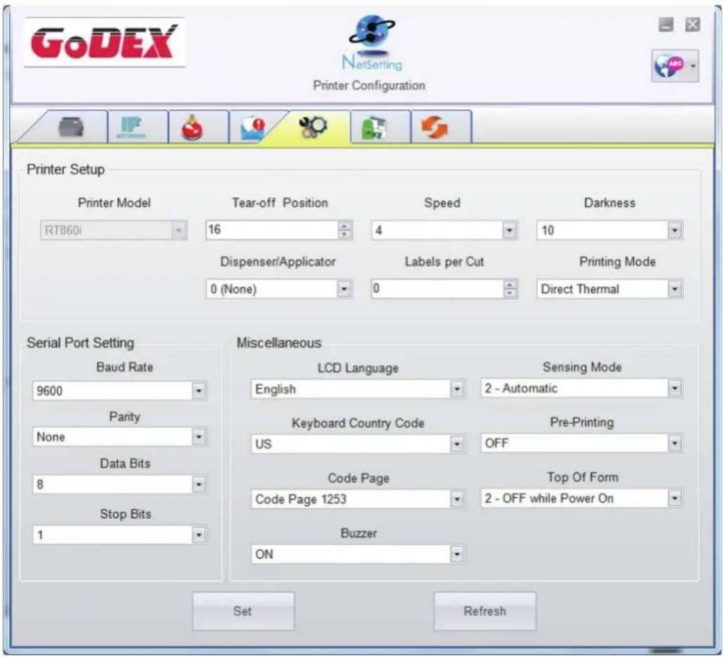 Godex RT860i - Printer Configuration - 1