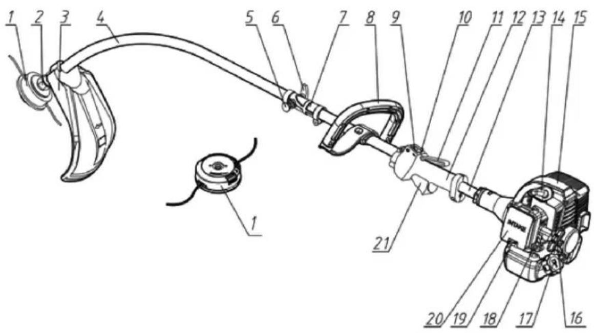 Technical diagram of a mechanical device with numbered parts for identification