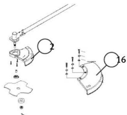 Cotech YT9071A - Attaching the blade guard/trimmer guard - 1