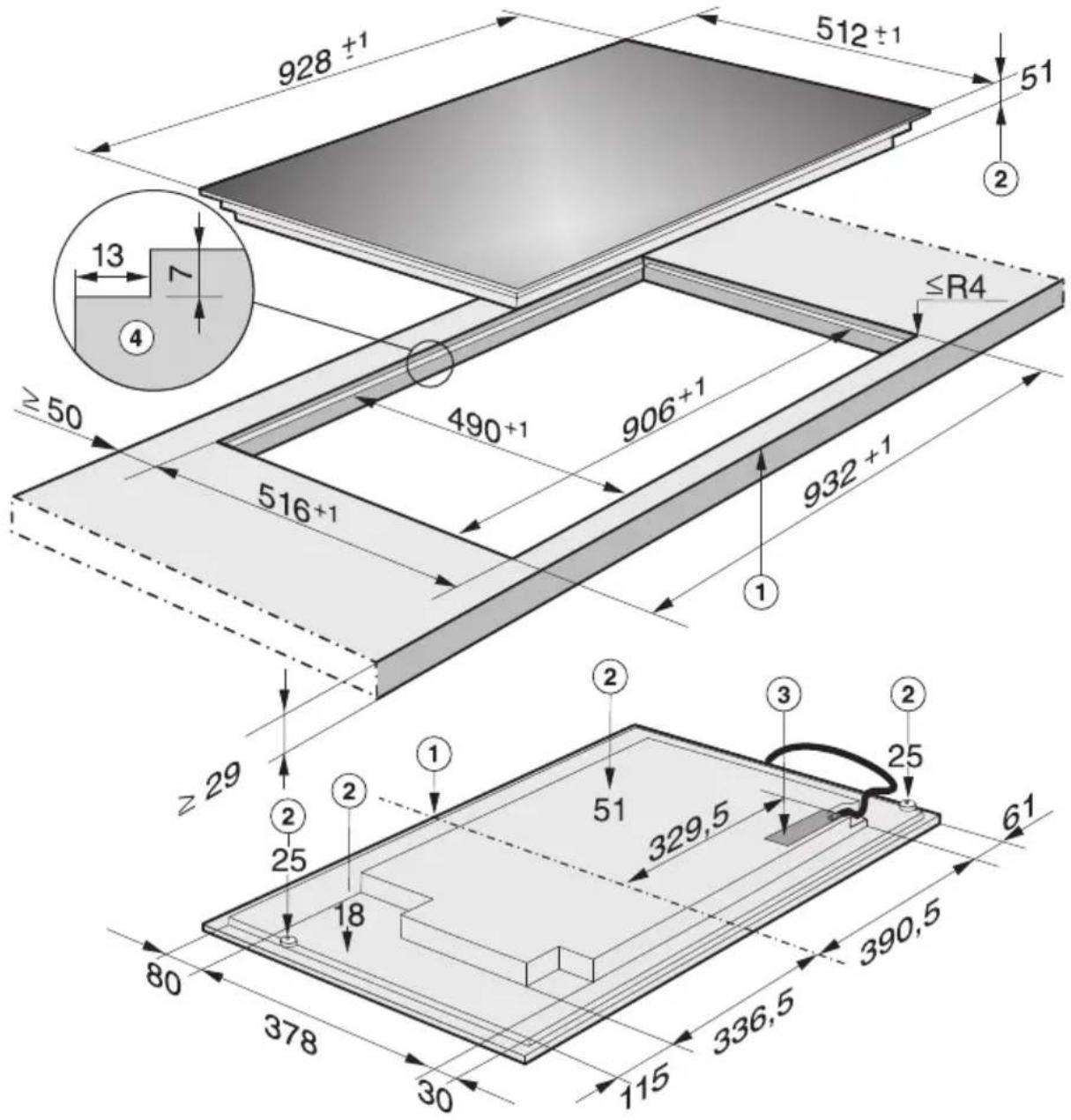 MIELE KM 6639 - Einbaumasse - 2