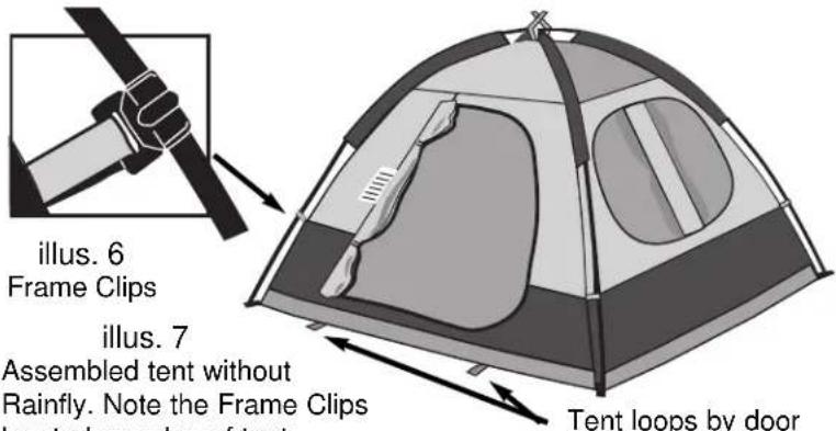 COLEMAN Sundome 12x10 - Attach Tent to Frame Using Frame Clips - 1