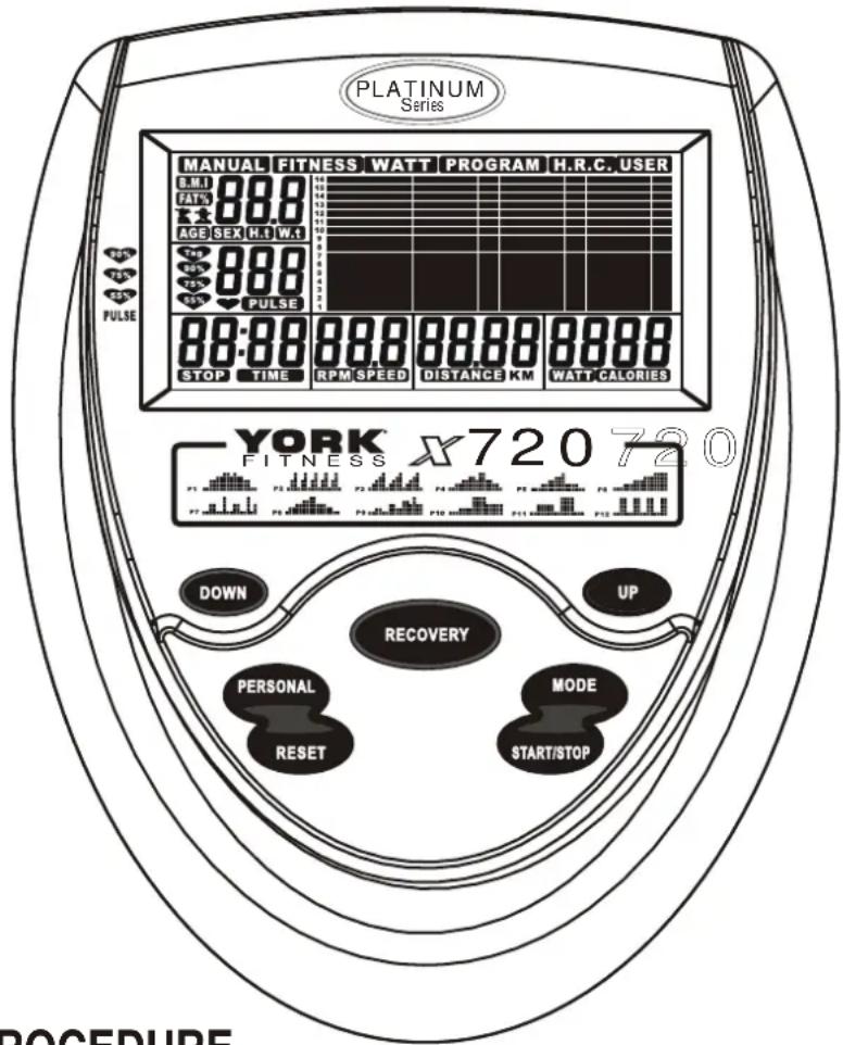 York Fitness X720 - YORK X720 COMPUTER INSTRUCTIONS - 1