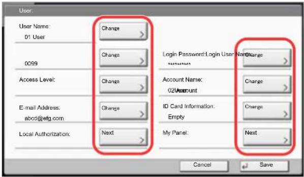 Utax 3555i - Enter the user information. - 1