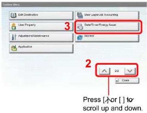 Utax 3555i - Display the screen. - 2