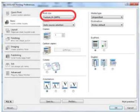 Utax 3555i - Setting the print paper size. - 1