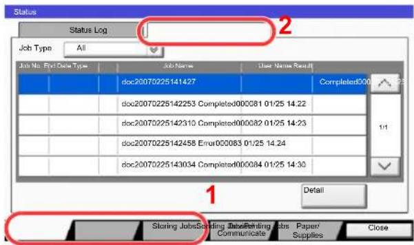 Utax 3555i - Press the tab of the job you want to check, and press the [Log] tab. - 1