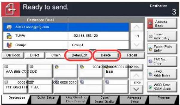 Utax 3555i - Check and edit the destination. - 1