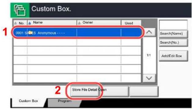 Utax 3555i - Select the box where the document will be stored and then press [Store File]. - 1