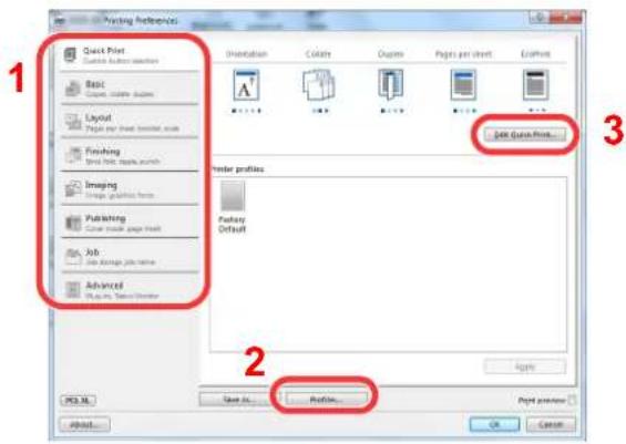 Utax 3555i - Printer driver print settings screen - 1