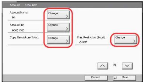 Utax 3555i - Enter the account information. - 1