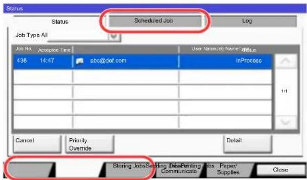 Utax 3555i - Press the tab of the job you want to check. - 1