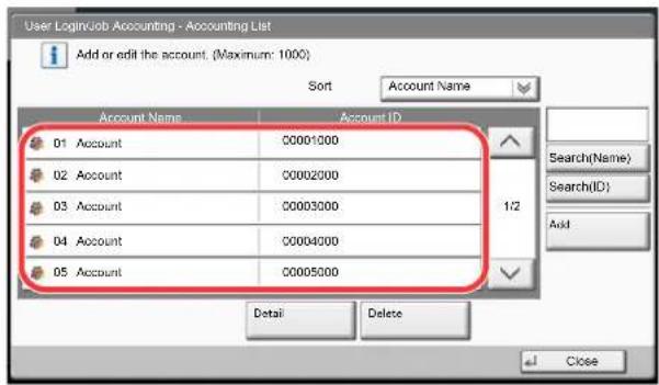 Utax 3555i - Edit an account. - 1
