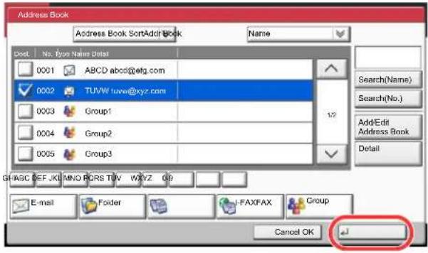 Utax 3555i - Accept the destination, and press [OK]. - 1