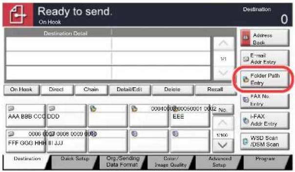 Utax 3555i - In the basic screen for sending, press [Folder Path Entry]. - 1