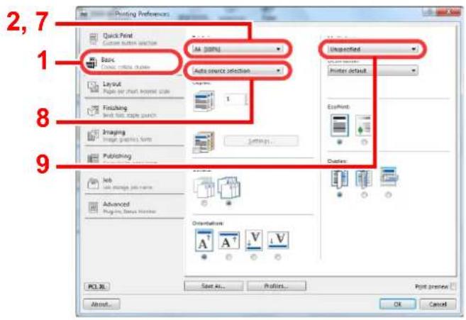Utax 3555i - Register the paper size. - 1