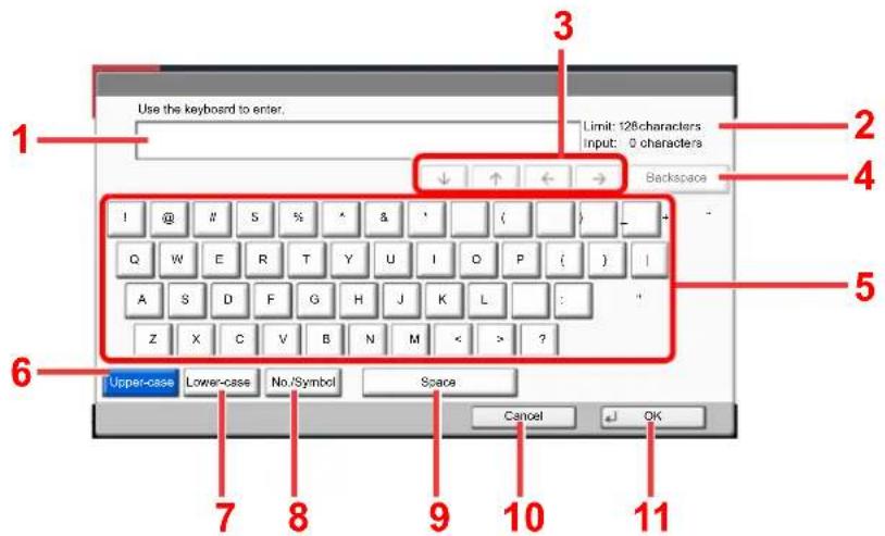 Utax 3555i - Lower-case Letter Entry Screen - 1